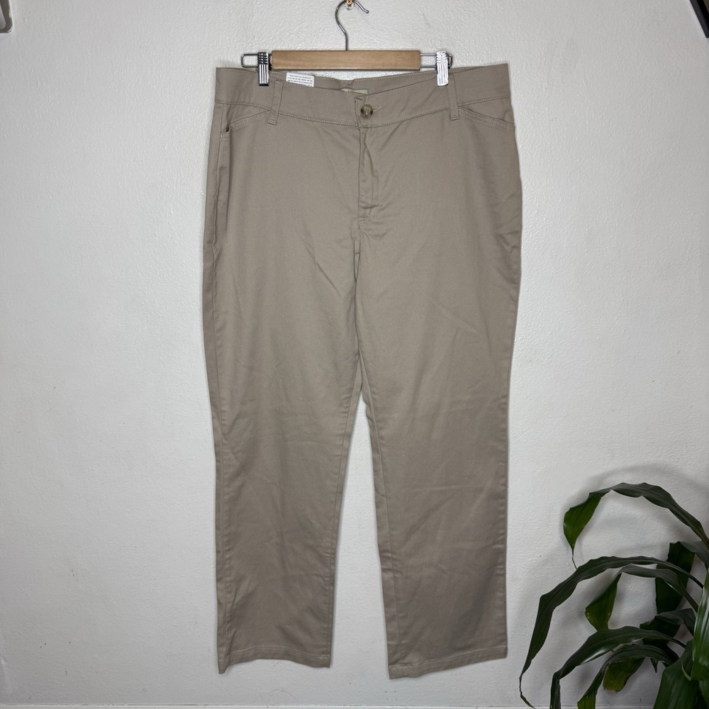 Riders By Lee Khakis Straight Leg‎ Plain Front Slimming Pants Women's 18
